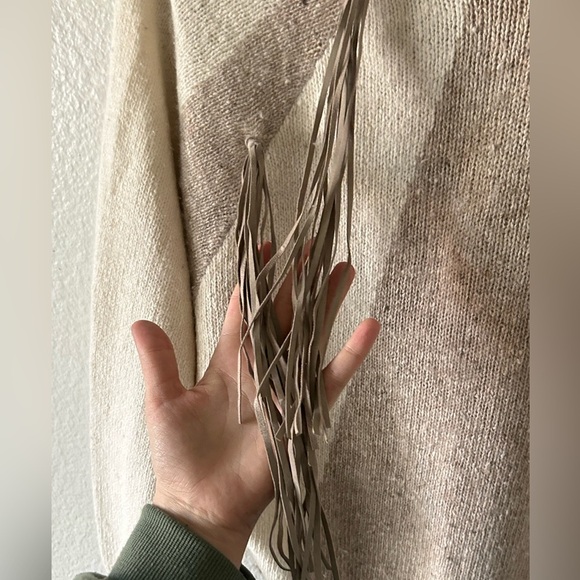 Vtg Silk Angora Sweater, Fringe, Pull Over, Turtle Neck, Soft Knit, Faux Suede - Picture 3 of 14